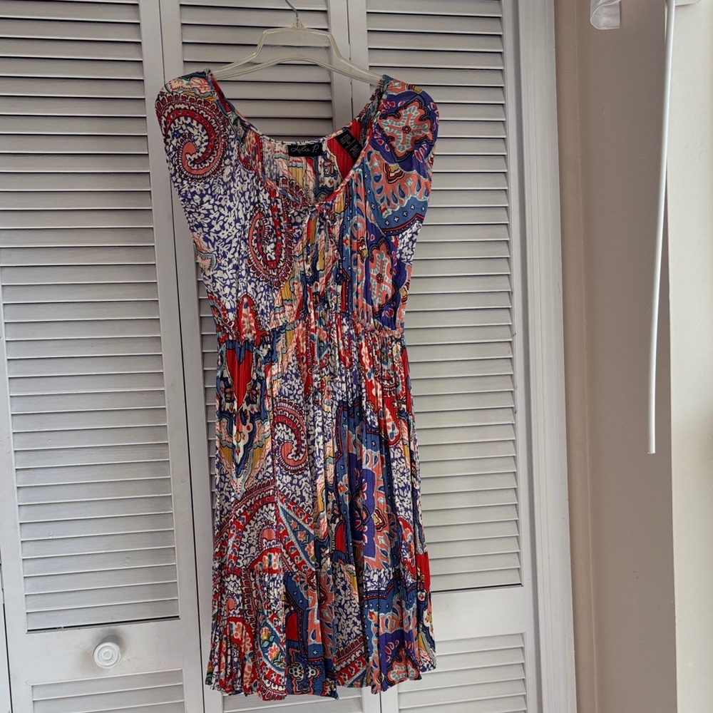 Y2k womens Multicolor Paisley Summer Dress sz L